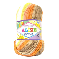 Obrázok ku produktu Pletacia priadza Alize BURCUM BEBE BATIK 2160 žltá oranžová biela hnedá