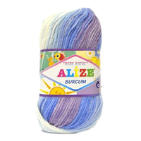 Obrázok ku produktu Pletacia priadza Alize BURCUM BEBE BATIK 4790 modrá biela fialová