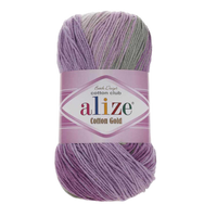 Obrázok ku produktu Pletacia priadza Alize COTTON GOLD BATIK 4149 béžová sivá fialová