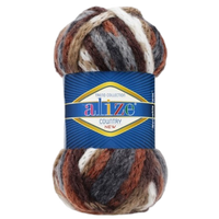 Obrázok ku produktu Pletacia vlna Alize COUNTRY 5489 hnedá biela modrá