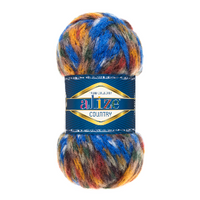 Obrázok ku produktu Pletacia vlna Alize COUNTRY 5673 modrá biela žltá hnedá