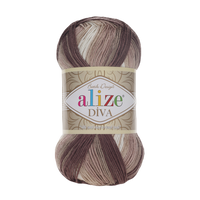 Obrázok ku produktu Pletacia priadza Alize DIVA BATIK 1815 biela hnedá