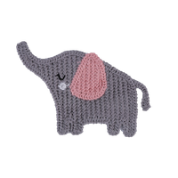 Obrázok ku produktu NÁŠIVKA háčkovaná dekorácia slon sivá ružová