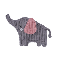 Obrázok ku produktu NÁŠIVKA háčkovaná dekorácia slon sivá ružová