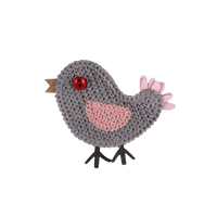 Obrázok ku produktu NÁŠIVKA háčkovaná dekorácia vtáčik sivá ružová