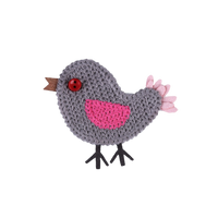 Obrázok ku produktu NÁŠIVKA háčkovaná dekorácia vtáčik sivá ružová tmavá