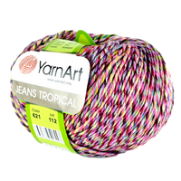 Obrázok ku produktu Pletacia priadza YarnArt JEANS TROPICAL 621 ružová bordová žltá