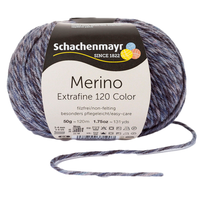 Obrázok ku produktu Vlna na pletenie SCHACHENMAYR MERINO Extrafine Color 120 00496 modrá sivá čierna