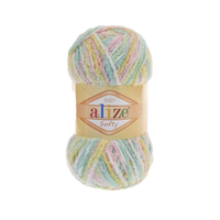 Obrázok ku produktu Pletacia priadza Alize SOFTY 51300 žltá zelená ružová biela