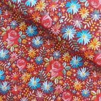 Obrázok ku produktu BAVLNENÝ ÚPLET kvety červená modrá